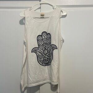 White Hamsa Graphic Tank Top - Unbranded